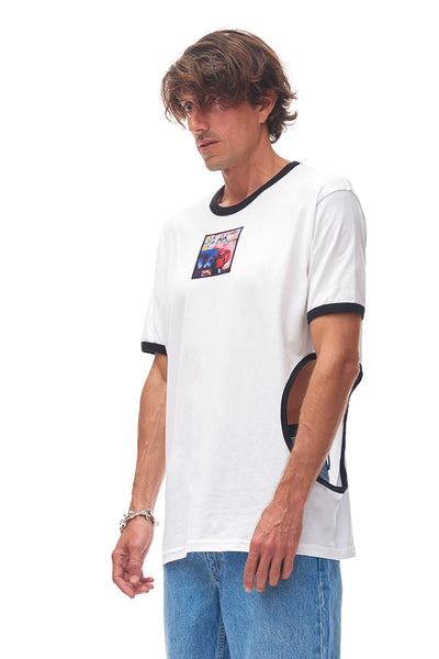 STRESSED GRAPHIC PATCH CUT OUT TSHIRT
