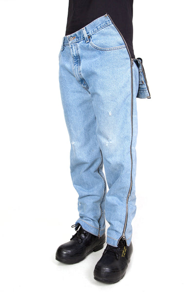 DOUBLE FRONT ZIPPER SEAM JEANS