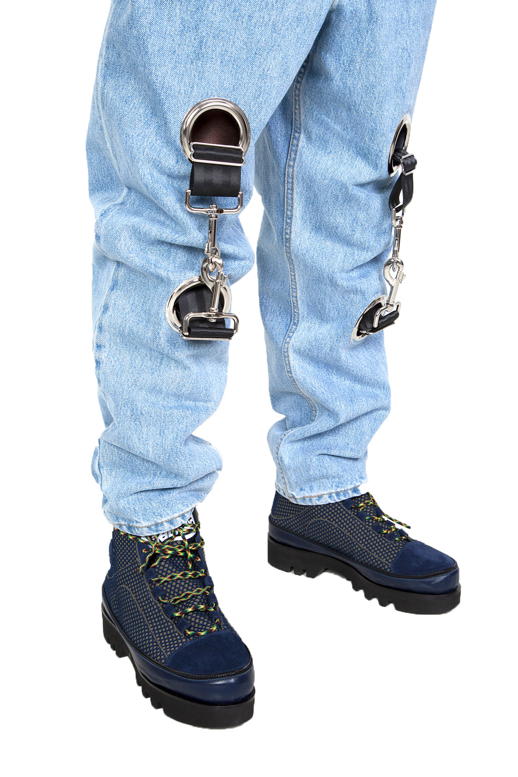 BELTED GROMMET JEANS